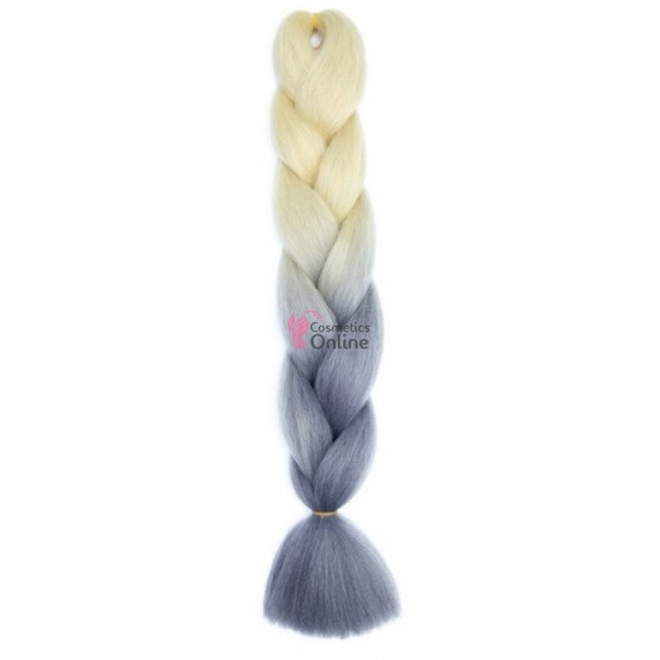 Coada de par afro impletita Premium  Ombre 2 de 60 cm Blond-Silver Grey B67